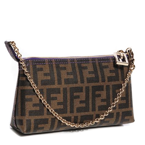 FENDI Zucca Spalmati Pochette Tobacco Wasabi 